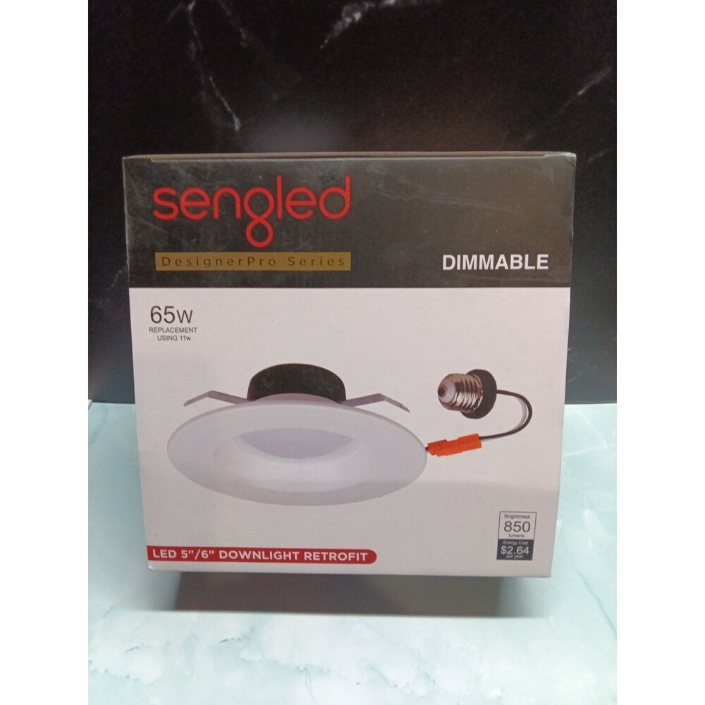 SENGLED RECESSED LED RETROFIT LIGHT DIMMABLE 800Lm 11W FITS 5" OR 6"